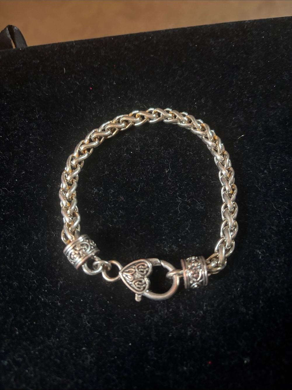 Vintage silver  Braided Heart Bracelet